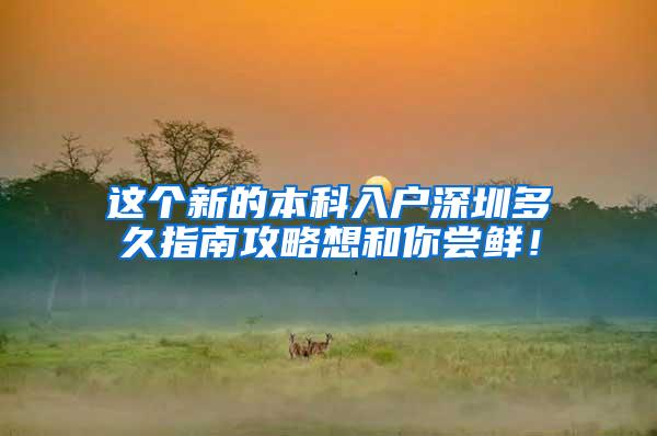 这个新的本科入户深圳多久指南攻略想和你尝鲜！
