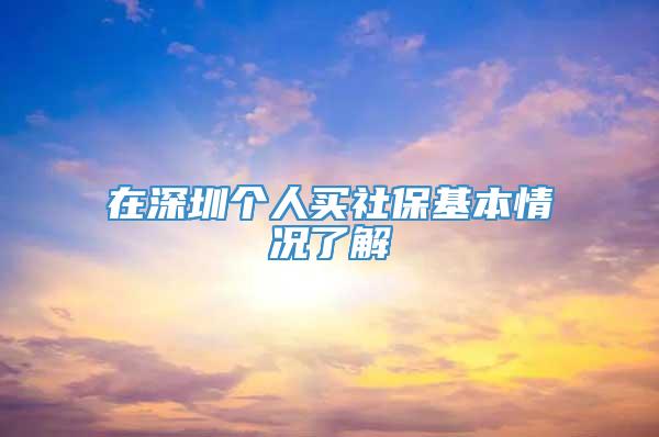 在深圳个人买社保基本情况了解