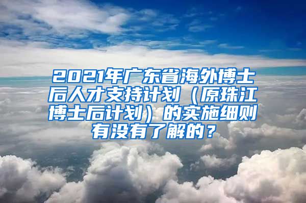 2021年广东省海外博士后人才支持计划（原珠江博士后计划）的实施细则有没有了解的？