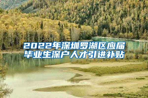 2022年深圳罗湖区应届毕业生深户人才引进补贴