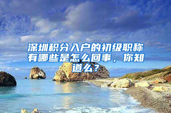 深圳积分入户的初级职称有哪些是怎么回事，你知道么？