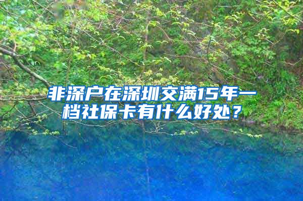 非深户在深圳交满15年一档社保卡有什么好处？