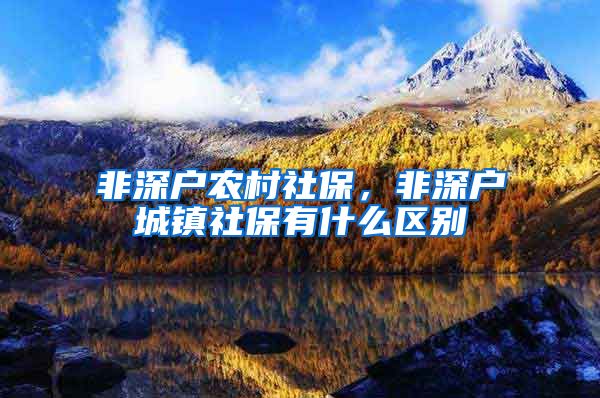 非深户农村社保，非深户城镇社保有什么区别