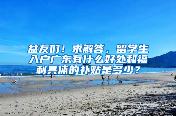 盆友们！求解答，留学生入户广东有什么好处和福利具体的补贴是多少？