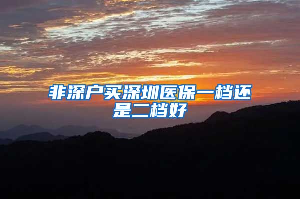 非深户买深圳医保一档还是二档好