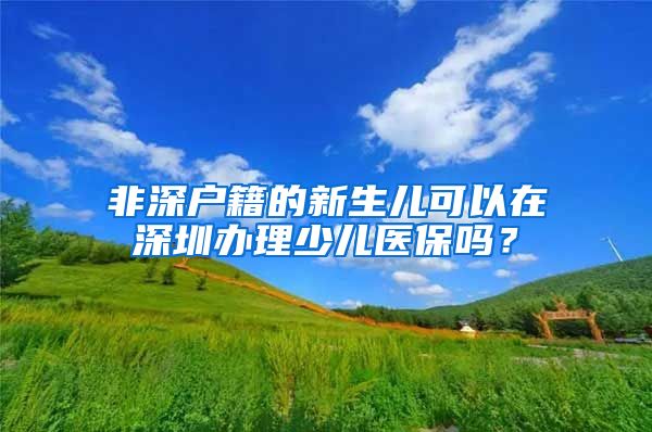 非深户籍的新生儿可以在深圳办理少儿医保吗？