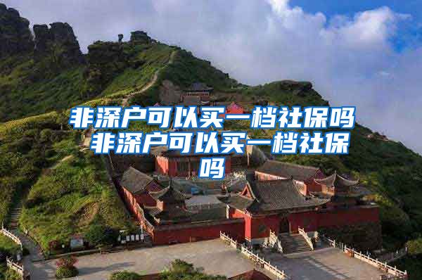 非深户可以买一档社保吗 非深户可以买一档社保吗