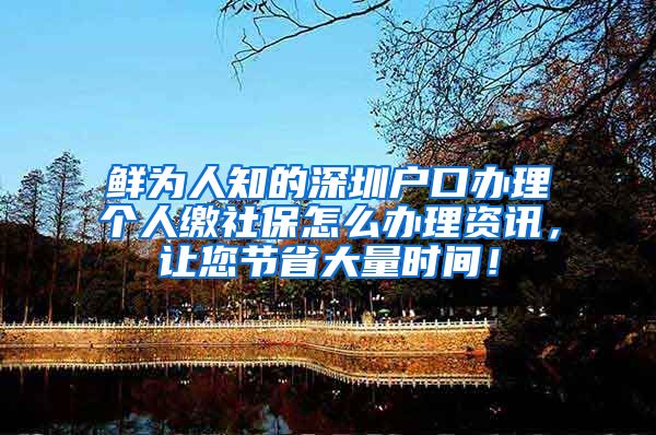 鲜为人知的深圳户口办理个人缴社保怎么办理资讯，让您节省大量时间！