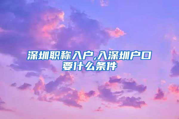 深圳职称入户,入深圳户口要什么条件