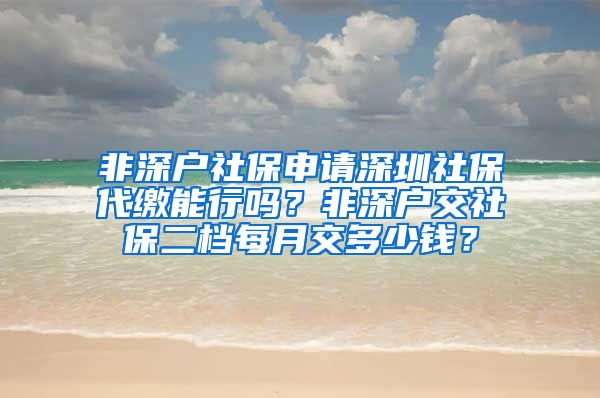 非深户社保申请深圳社保代缴能行吗？非深户交社保二档每月交多少钱？