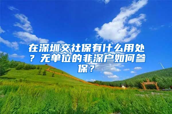 在深圳交社保有什么用处？无单位的非深户如何参保？