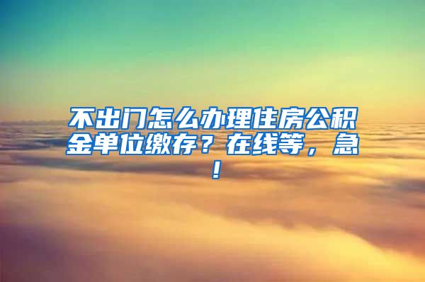 不出门怎么办理住房公积金单位缴存？在线等，急！