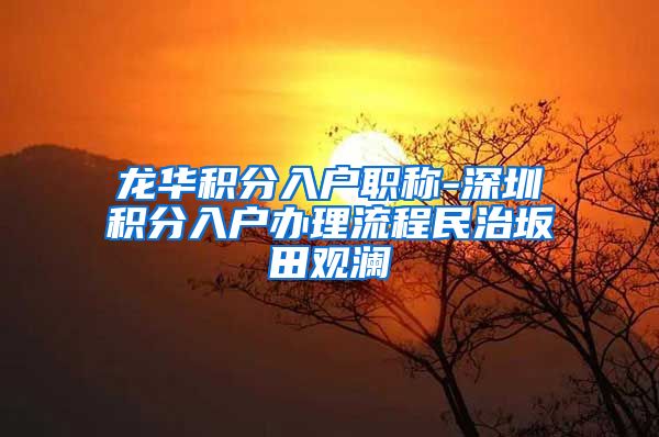 龙华积分入户职称-深圳积分入户办理流程民治坂田观澜