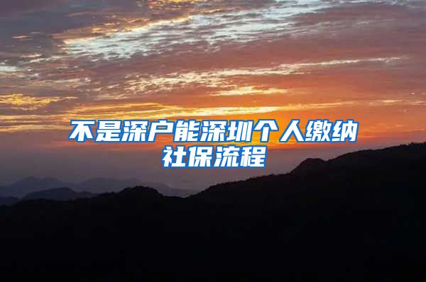 不是深户能深圳个人缴纳社保流程