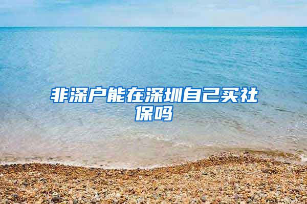 非深户能在深圳自己买社保吗