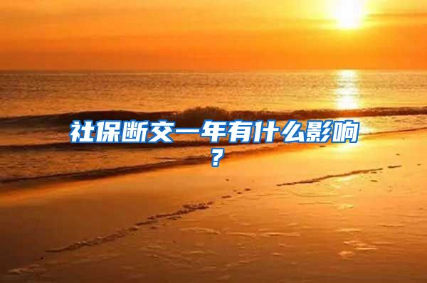 社保断交一年有什么影响？