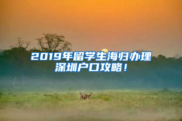 2019年留学生海归办理深圳户口攻略！