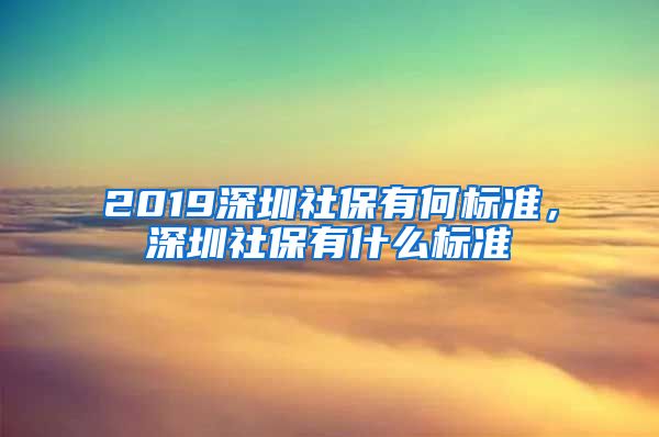 2019深圳社保有何标准，深圳社保有什么标准