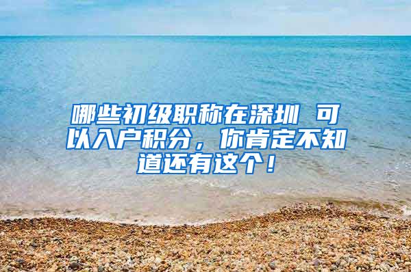 哪些初级职称在深圳 可以入户积分，你肯定不知道还有这个！
