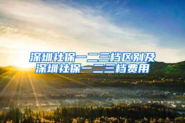 深圳社保一二三档区别及深圳社保一二三档费用