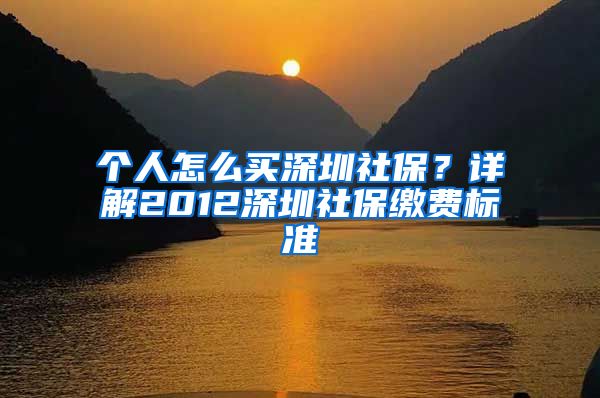 个人怎么买深圳社保？详解2012深圳社保缴费标准