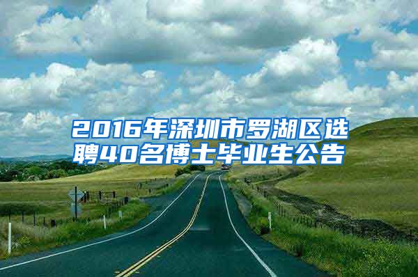 2016年深圳市罗湖区选聘40名博士毕业生公告