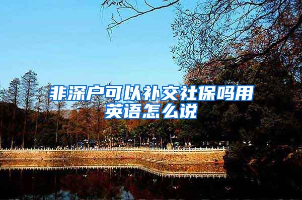 非深户可以补交社保吗用英语怎么说