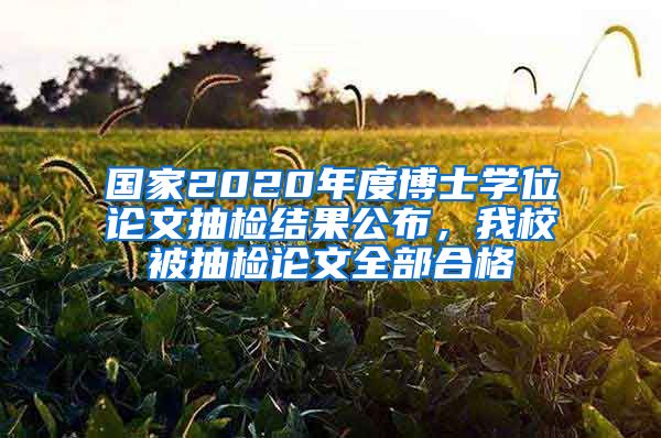 国家2020年度博士学位论文抽检结果公布，我校被抽检论文全部合格