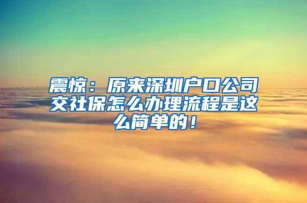 震惊：原来深圳户口公司交社保怎么办理流程是这么简单的！