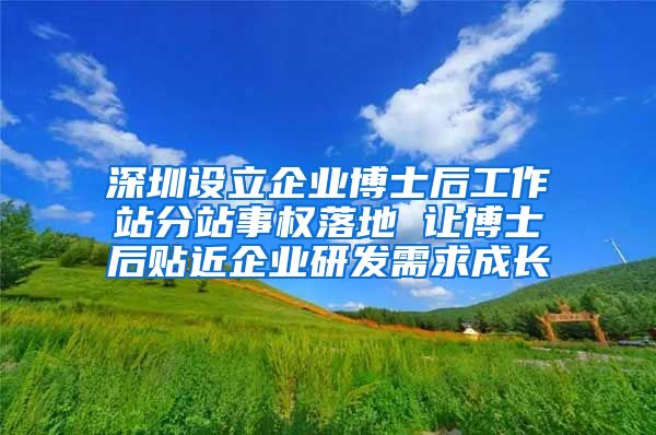 深圳设立企业博士后工作站分站事权落地 让博士后贴近企业研发需求成长