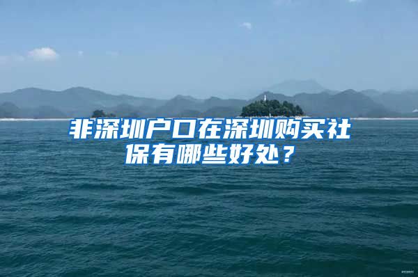非深圳户口在深圳购买社保有哪些好处？