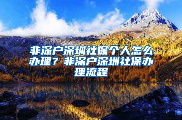 非深户深圳社保个人怎么办理？非深户深圳社保办理流程