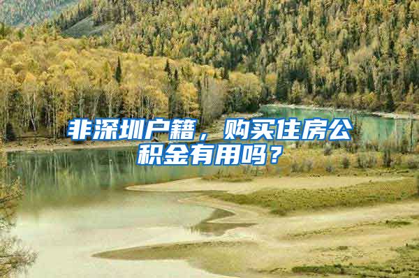 非深圳户籍，购买住房公积金有用吗？