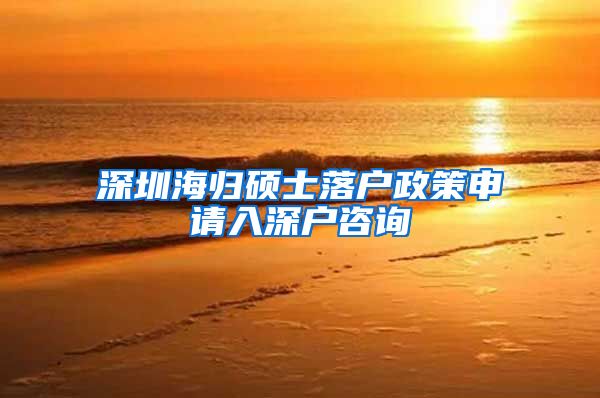 深圳海归硕士落户政策申请入深户咨询