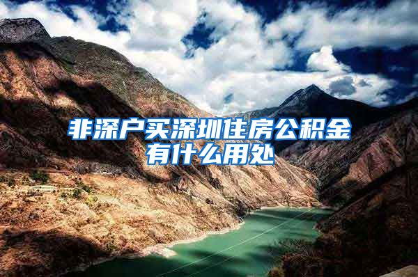 非深户买深圳住房公积金有什么用处