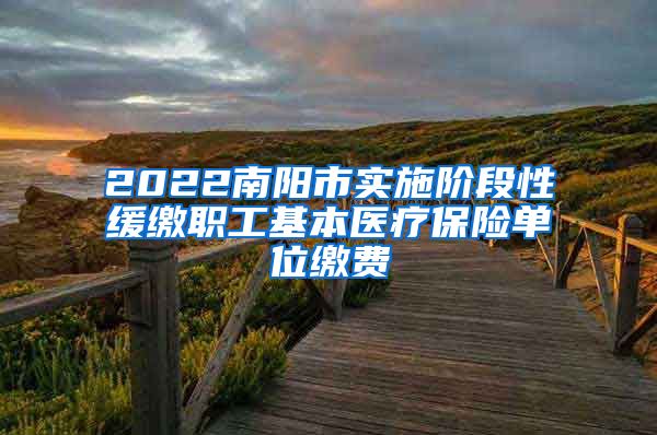 2022南阳市实施阶段性缓缴职工基本医疗保险单位缴费