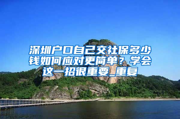 深圳户口自己交社保多少钱如何应对更简单？学会这一招很重要_重复
