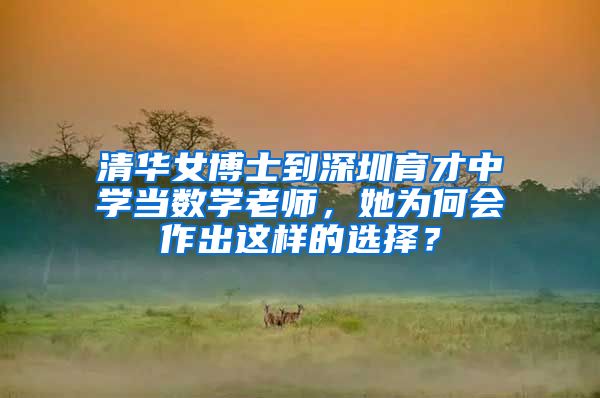 清华女博士到深圳育才中学当数学老师，她为何会作出这样的选择？