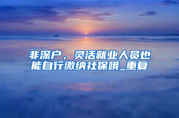 非深户，灵活就业人员也能自行缴纳社保哦_重复