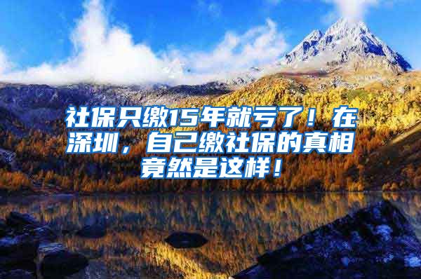 社保只缴15年就亏了！在深圳，自己缴社保的真相竟然是这样！