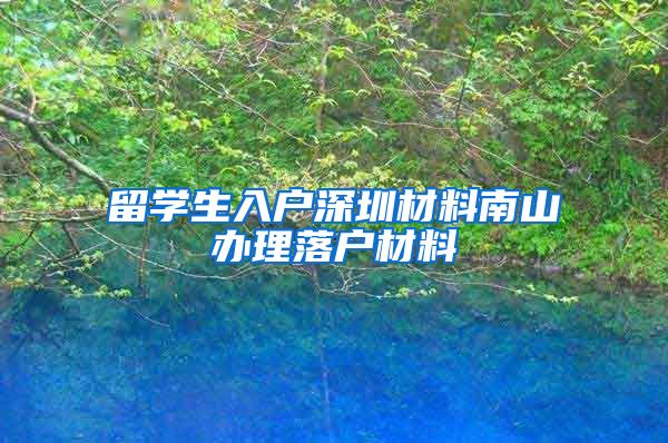 留学生入户深圳材料南山办理落户材料