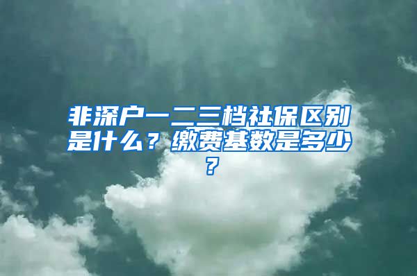 非深户一二三档社保区别是什么？缴费基数是多少？
