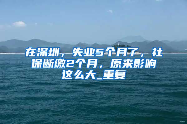 在深圳，失业5个月了，社保断缴2个月，原来影响这么大_重复
