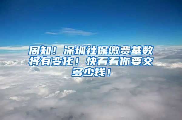 周知！深圳社保缴费基数将有变化！快看看你要交多少钱！