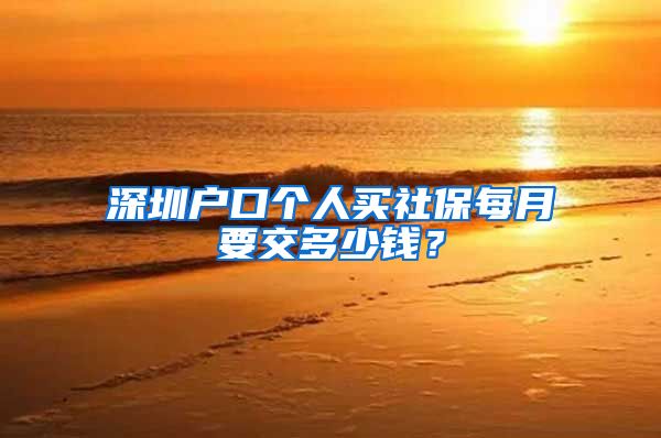 深圳户口个人买社保每月要交多少钱？