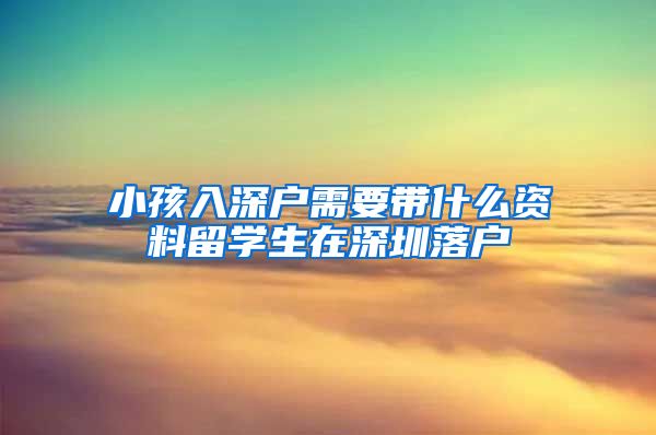 小孩入深户需要带什么资料留学生在深圳落户