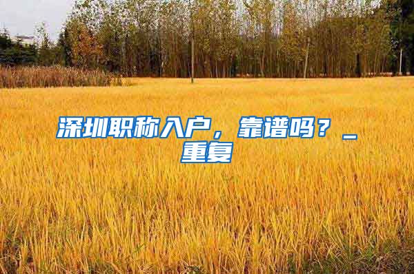 深圳职称入户，靠谱吗？_重复