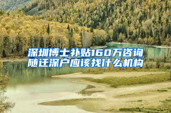 深圳博士补贴160万咨询随迁深户应该找什么机构