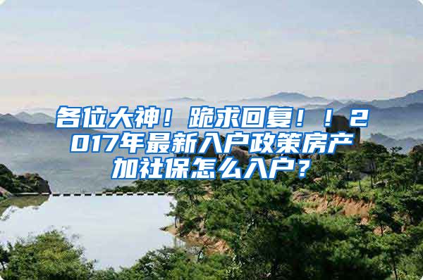 各位大神！跪求回复！！2017年最新入户政策房产加社保怎么入户？