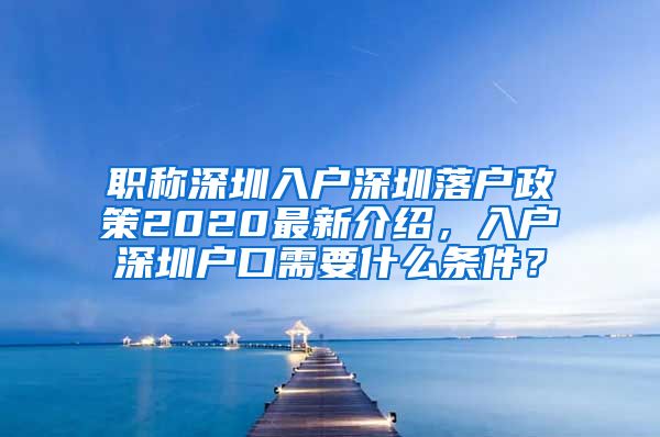 职称深圳入户深圳落户政策2020最新介绍，入户深圳户口需要什么条件？